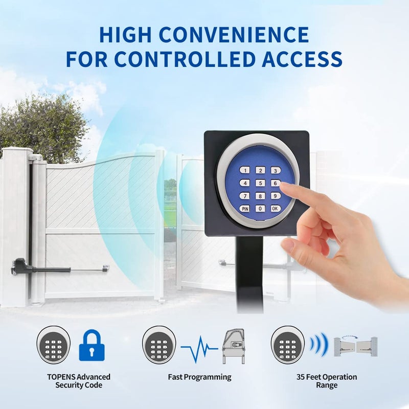 TOPENS TKP3 Wireless Keypad Keyless Entry Keypad Digital Code Panel Security Control for Automatic Swing Sliding Gate Opener, Outdoor Remote Accessory - Image 3